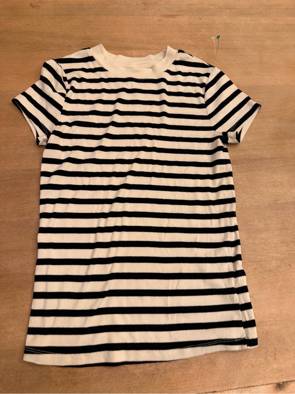 a new day Black and White Striped Short Sleeve Tee
